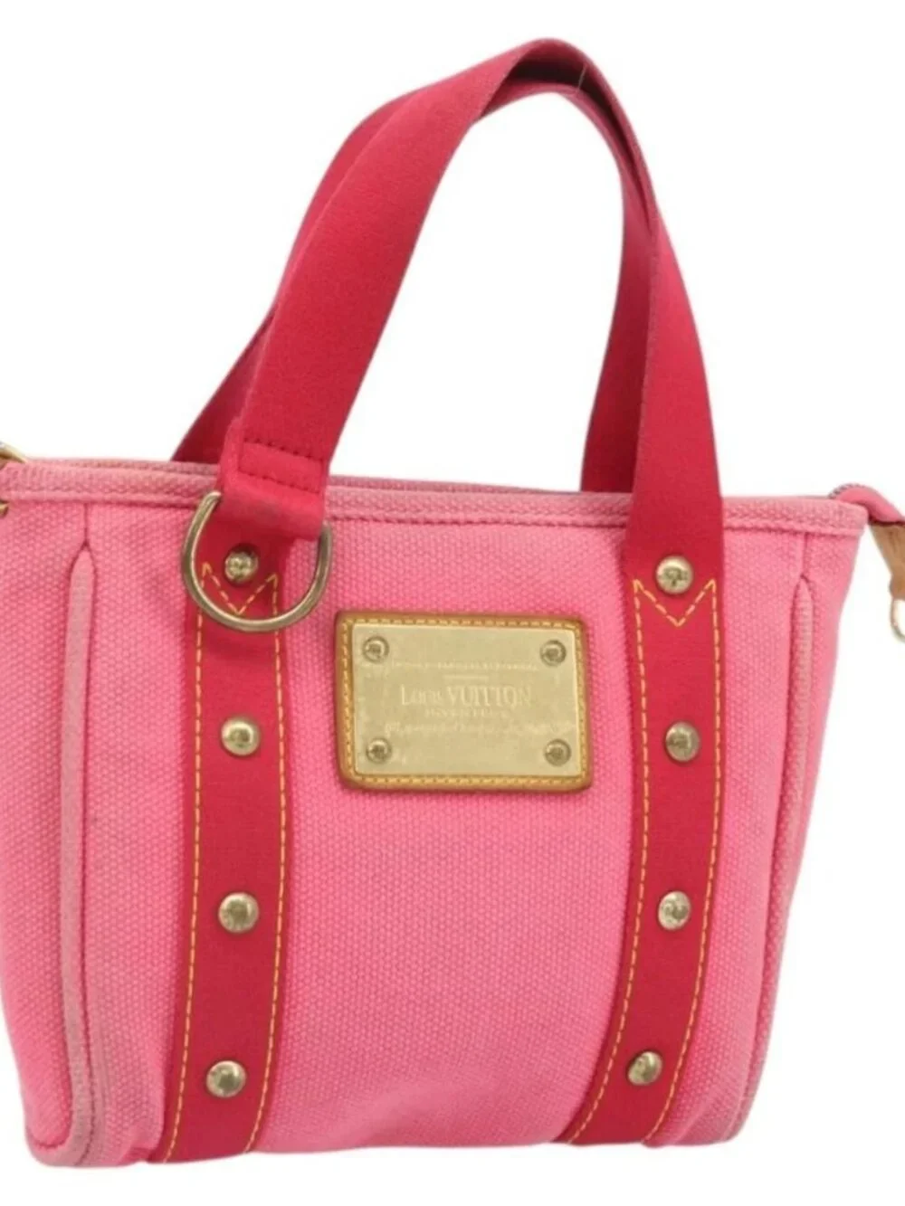 LOUIS VUITTON Antigua Cabas PM Hand Bag Rouge Pink M40088 LV Auth ka2366 - Picture 2 of 15